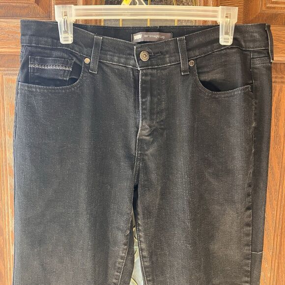 Levi's 505 Jeans Women's Size 10L Black Mid-Rise Straight Leg Denim 34" Inseam - Picture 3 of 15